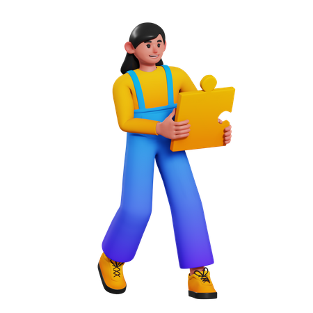 Female employee with business solution 3D Illustration