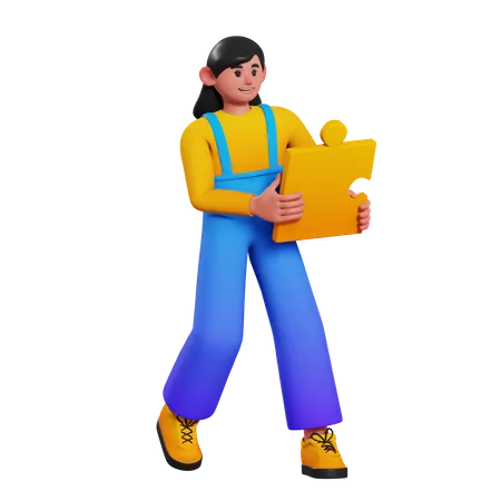 Female employee with business solution 3D Illustration