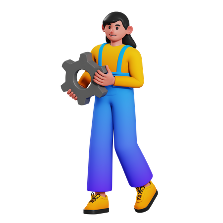 Female employee with business strategy 3D Illustration