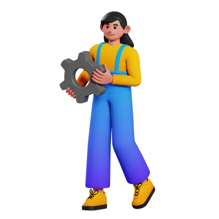 Female employee with business strategy 3D Illustration