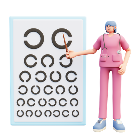 Female Eye Specialist Doing Vision Check Up  3D Illustration