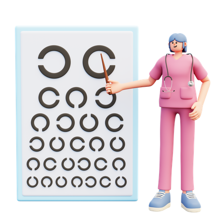 Female Eye Specialist Doing Vision Check Up  3D Illustration