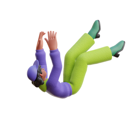 Female Falling Down  3D Icon