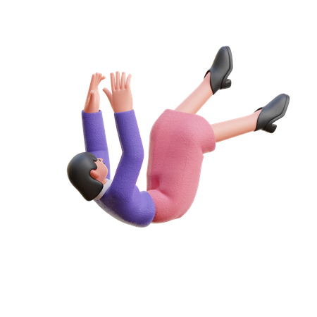 Female Falling Down  3D Icon