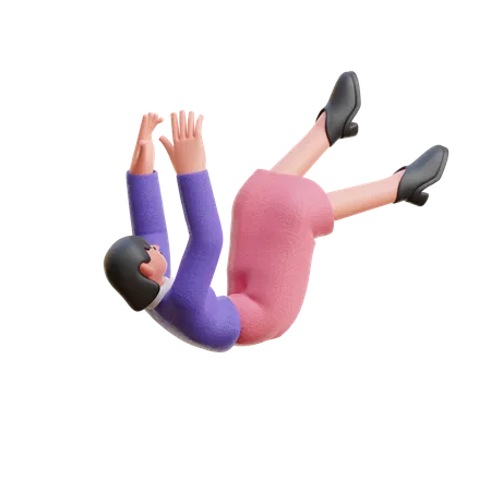 Female Falling Down  3D Illustration