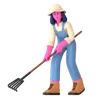 Female farmer digging with Rake
