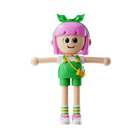 Female Farmer Give T Pose  3D Icon