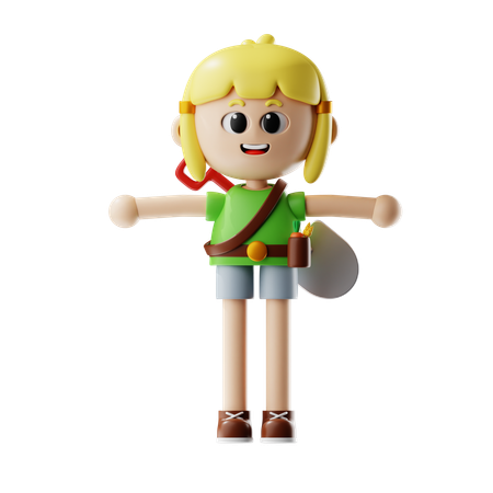 Female Farmer Give T Pose  3D Icon