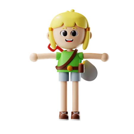 Female Farmer Give T Pose  3D Illustration