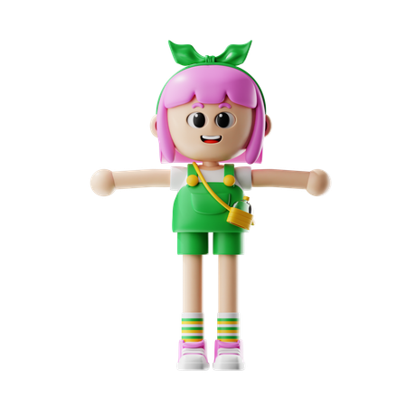 Female Farmer Give T Pose  3D Illustration