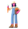 Female farmer holding carrot bag