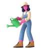 Female farmer holding Water can