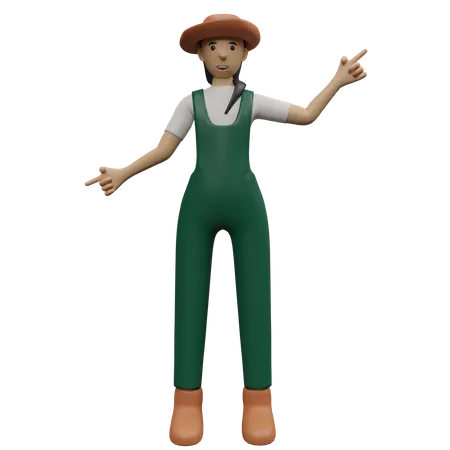 Female farmer pointing fingers  3D Illustration