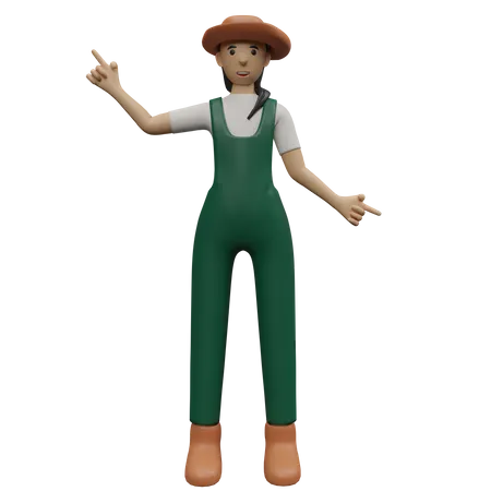 Female farmer pointing fingers  3D Illustration