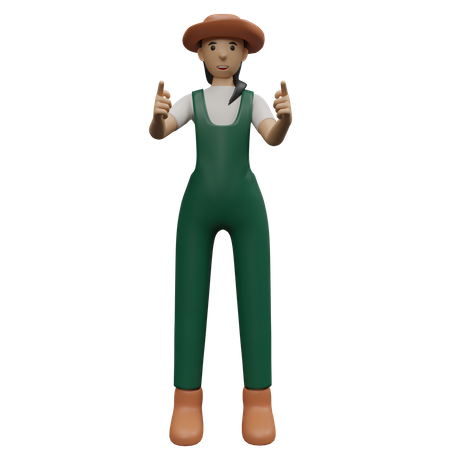 Female farmer pointing front  3D Illustration