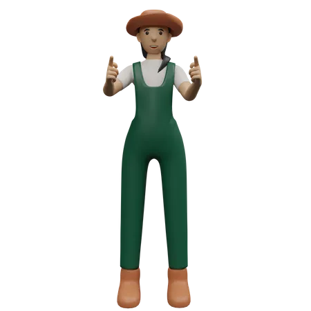 Female farmer pointing front  3D Illustration