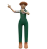 Female farmer pointing upward