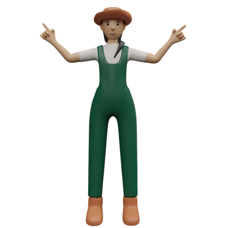 Female farmer presenting fingers  3D Illustration