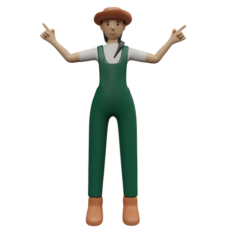 Female farmer presenting fingers  3D Illustration