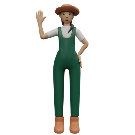 Female farmer saying hello 3D Illustration