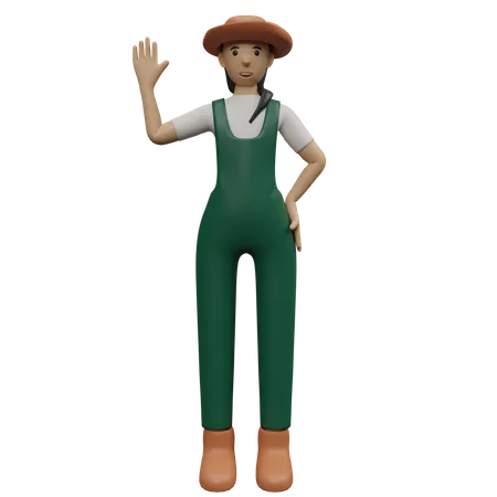 Female farmer saying hello 3D Illustration
