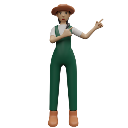 Female farmer show fingers  3D Illustration