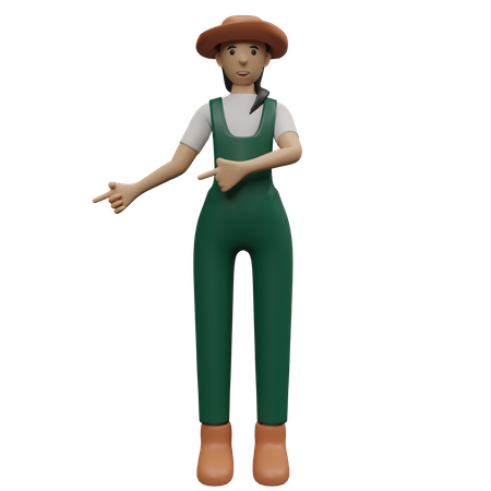 Female farmer showing down  3D Illustration