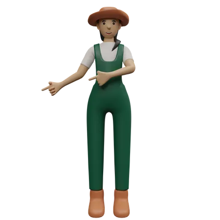 Female farmer showing down  3D Illustration