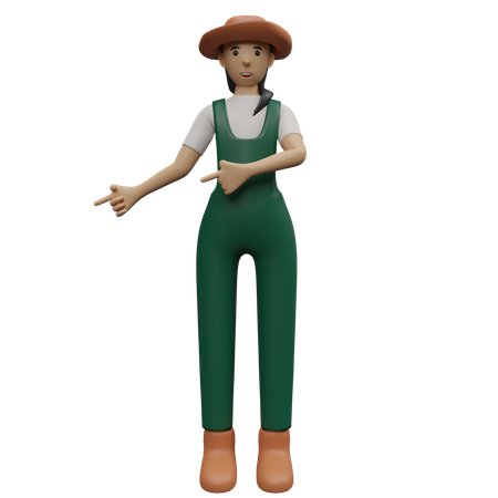 Female farmer showing down 3D Illustration