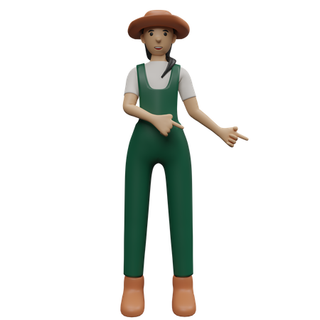 Female farmer showing fingers  3D Illustration