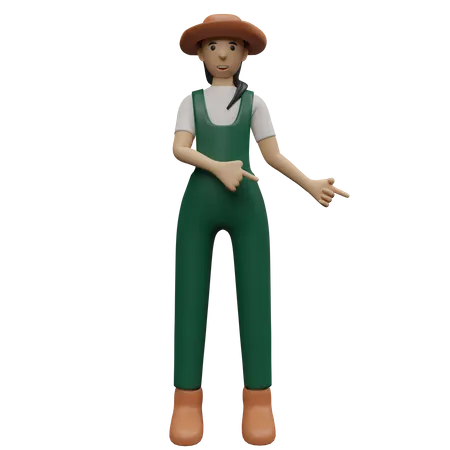 Female farmer showing fingers  3D Illustration