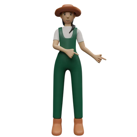 Farmer Woman Style Work 3D Illustration