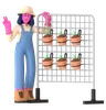 Female farmer standing near Vertical Garden