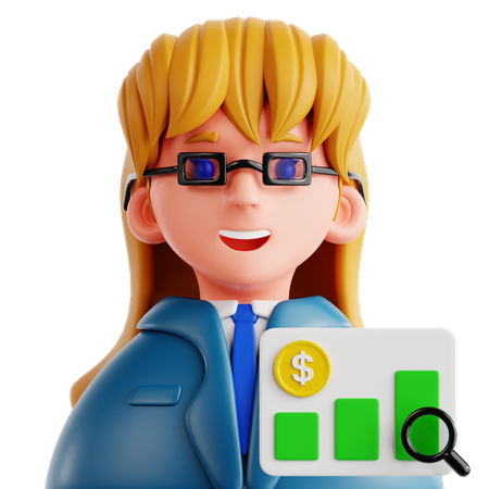 Female Financial Analyst  3D Icon