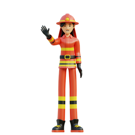 Female firefighter  3D Illustration