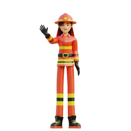 Female firefighter  3D Illustration