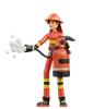 Female firefighter carries a Fire Extinguisher