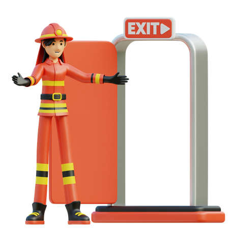 Female firefighter directs out  3D Illustration