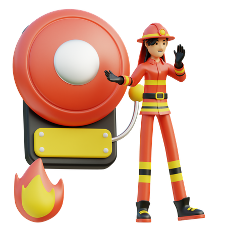 Female firefighter rings the bell  3D Icon