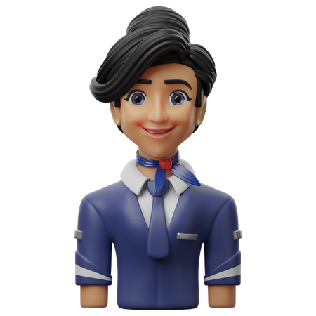 Female Flight Attendant  3D Icon