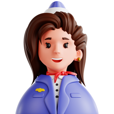 Female Flight Attendant  3D Icon