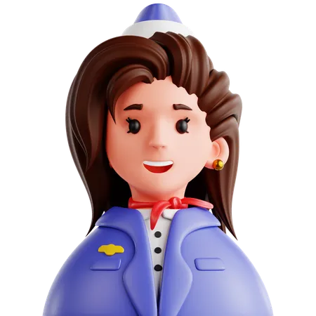 Female Flight Attendant  3D Icon