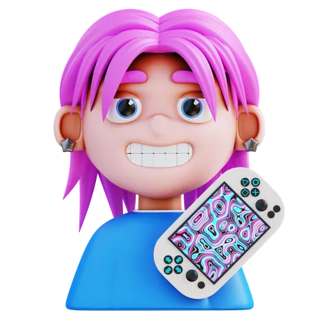 Female Game Player  3D Icon