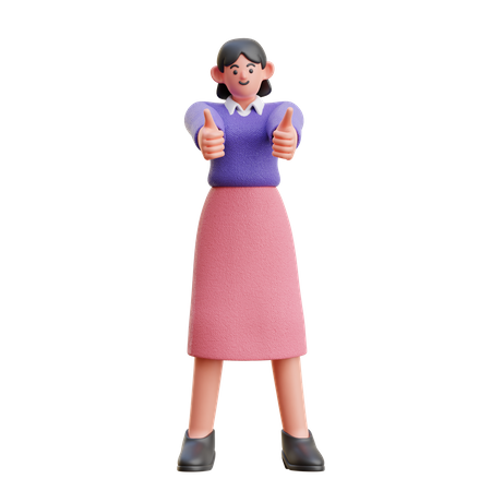 Female giving likes with hands  3D Illustration