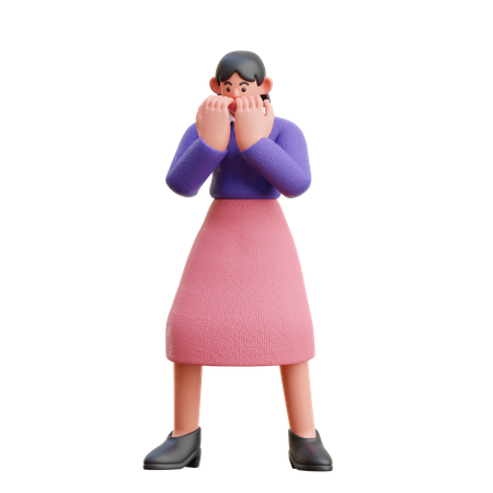 Female giving Scared expression  3D Illustration