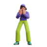 3d woman giving scared expression logo