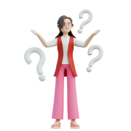 Female Got A Question  3D Illustration