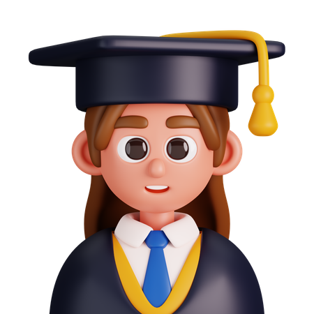 Female Graduate Student  3D Icon