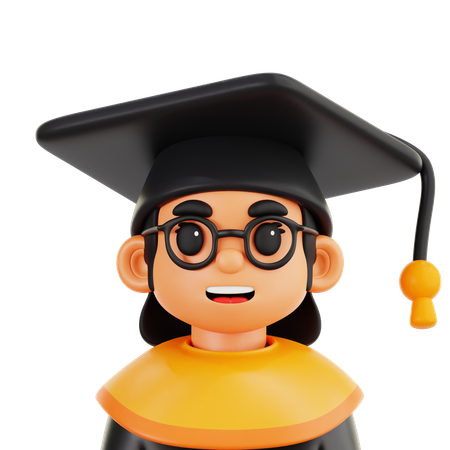 Female Graduate Student  3D Icon