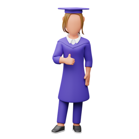 Female Graduated Student Showing Thumbs Up  3D Illustration